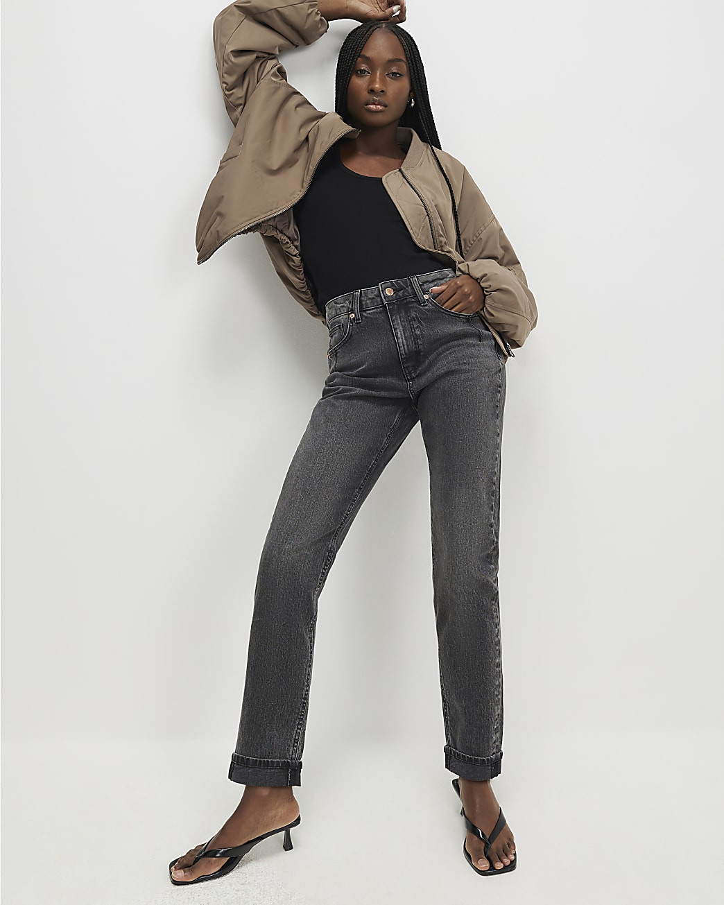 Black Mid Rise Mom Fit Sculpt Jeans | River Island UK & IE