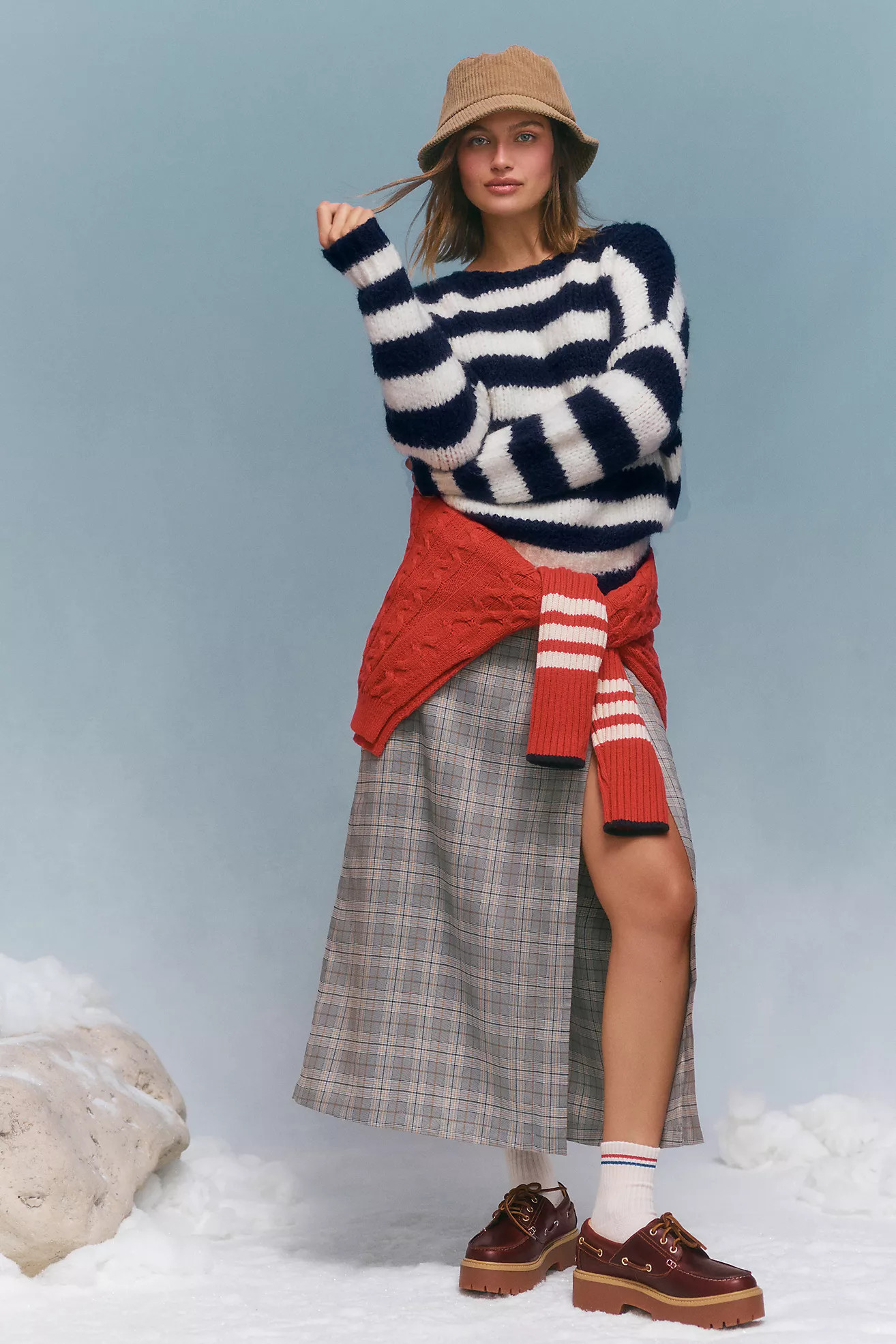 Porridge Button-Side Midi Skirt | Anthropologie (US)