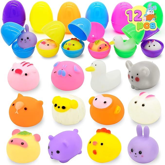 JOYIN 12 Pcs Pre-Filled Easter Eggs with Assorted Bath Toys for Kids Including Duck,Monkey,Rabbit... | Amazon (US)