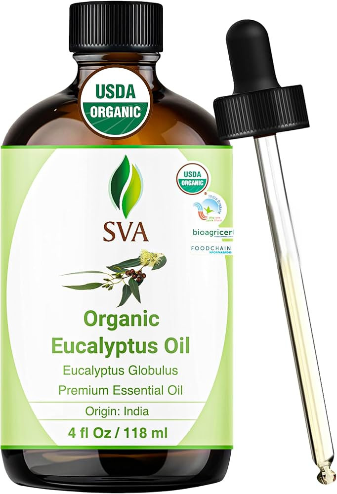 SVA Eucalyptus Essential Oil Organic – 4 Fl Oz – 100% Natural Organic Eucalyptus Oil - for Di... | Amazon (US)