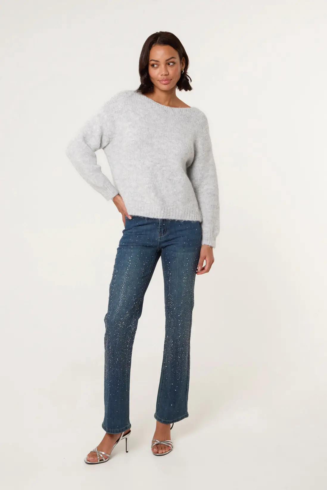 Grey Bow Knit Cardigan | Boohoo.com (UK & IE)