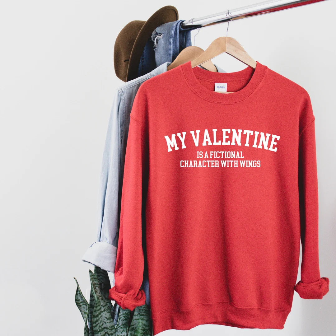 Bookish Valentine Sweatshirt Single's Awareness Sweater - Etsy | Etsy (US)
