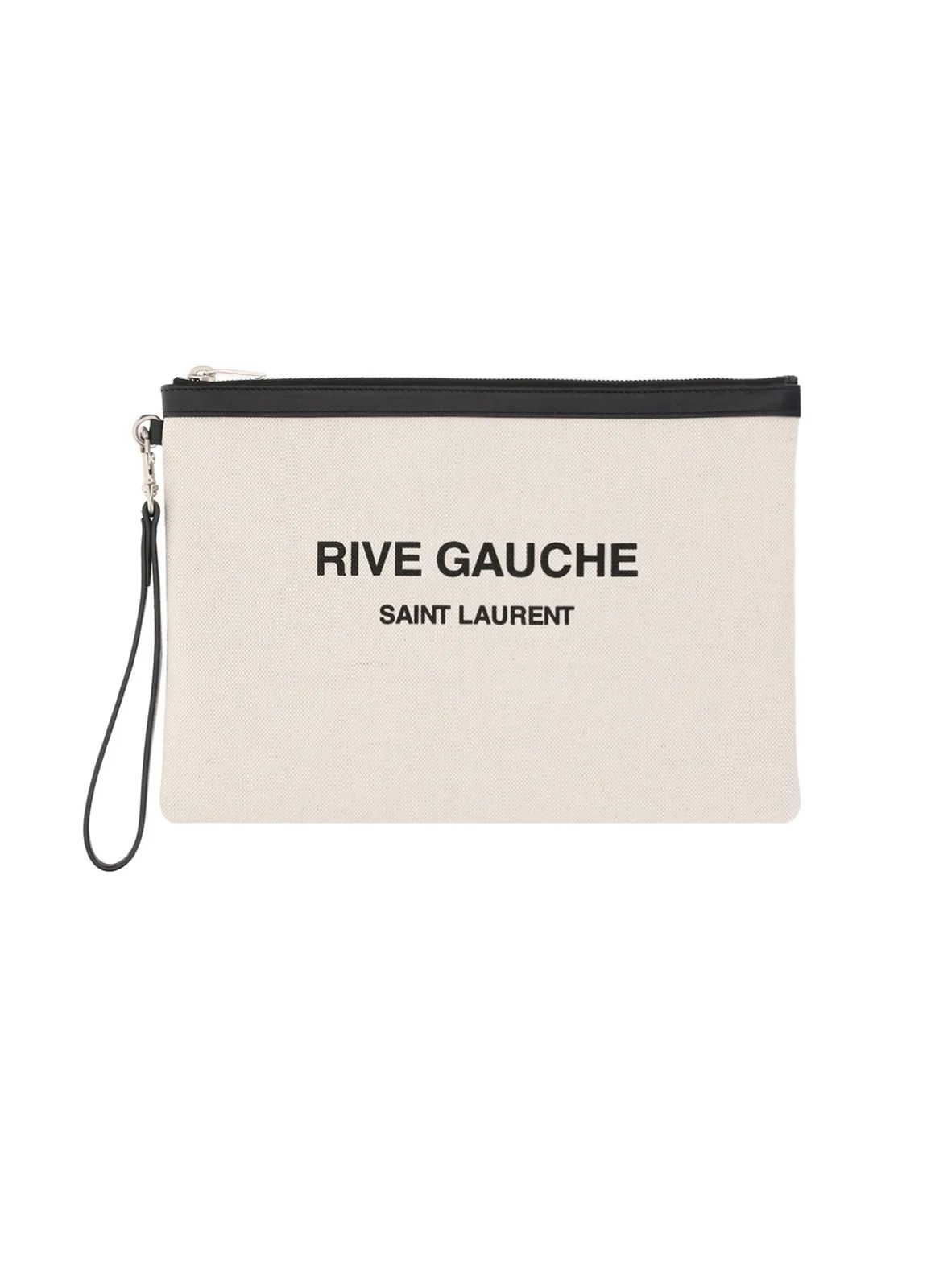 Saint Laurent Logo Print Two-Tone Clutch Bag | Cettire Global