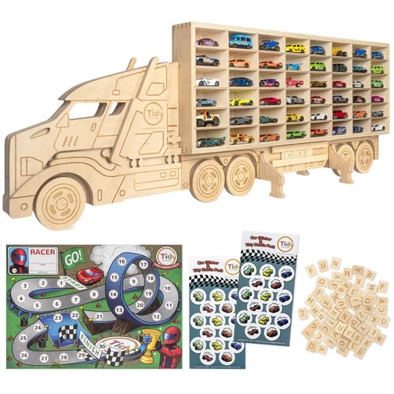 Wood Toy Car Storage Organizer  Holds 48 Diecast Cars  | Etsy | Etsy (US)
