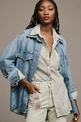 Pilcro Oversized Denim Buttondown Shirt | Anthropologie (US)