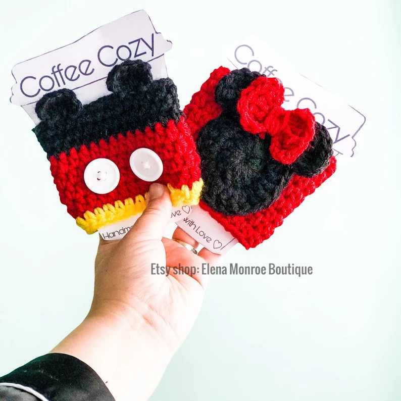 Mouse Cup Cozy, Mouse Girl Coffee Cozy, His and Her Cups, Mothers Day Gift, Minnie, Crochet Coffe... | Etsy (US)