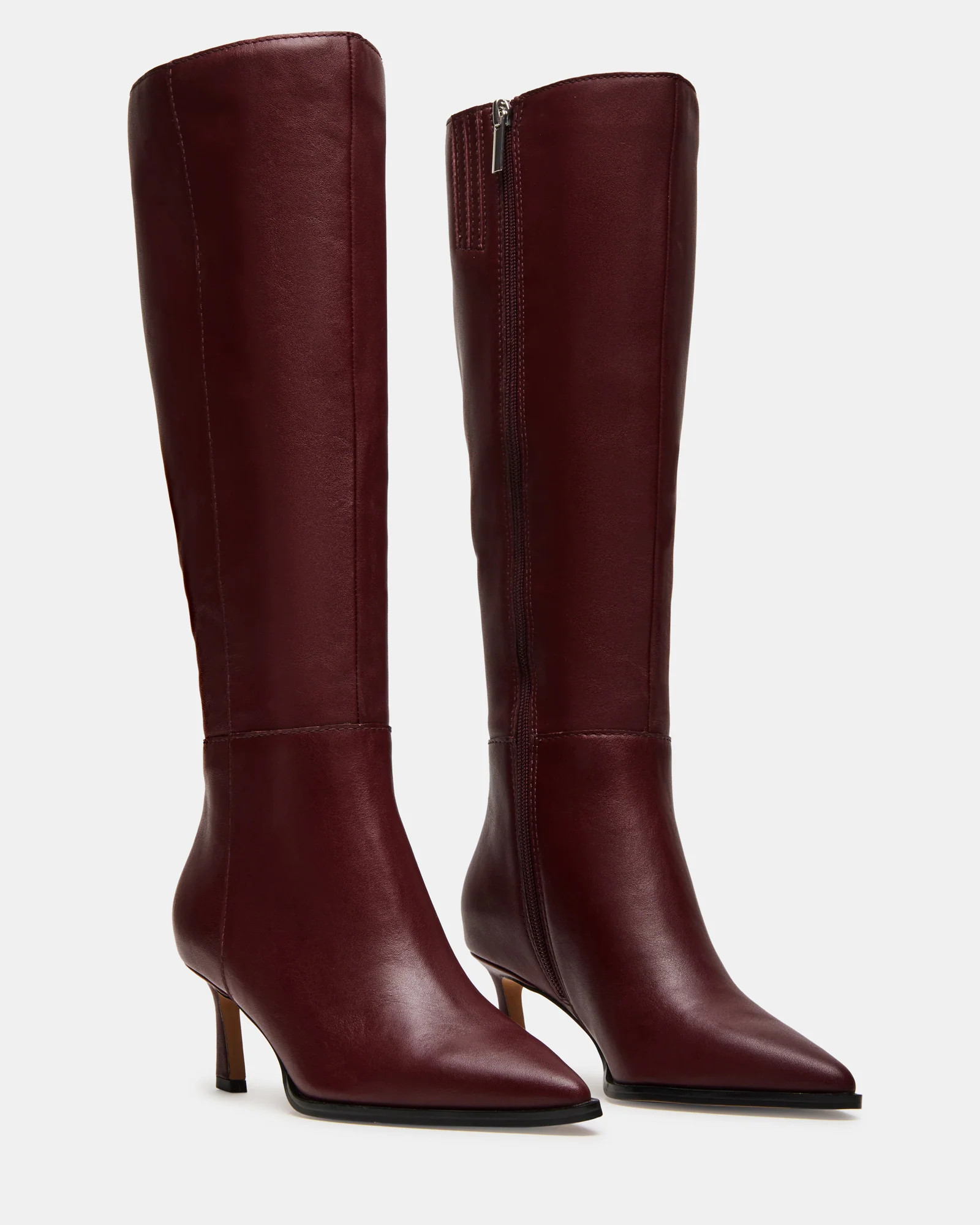 LUCID Burgundy Pointed Toe Kitten Heel Boot | Women's Boots | Steve Madden (US)