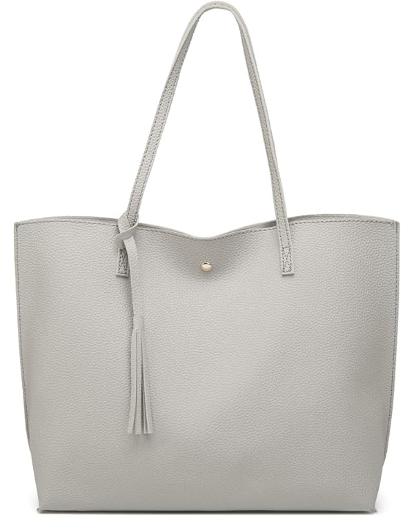 Dreubea Women's Soft Faux Leather Tote Shoulder Bag from, Big Capacity Tassel Handbag | Amazon (US)