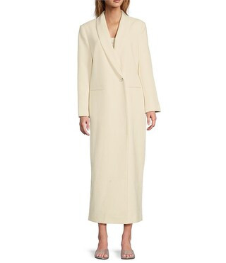 Antonio Melani x Elizabeth Damrich Cocktail Crepe Long Sleeve Full-Length Single-Breasted Coat | ... | Dillard's