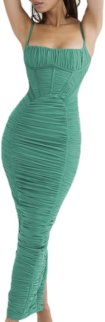 heyheyshine Women's Sexy Sling Ruffle Design Party Club Y2K Dress Wrap Sheath Dress | Amazon (US)