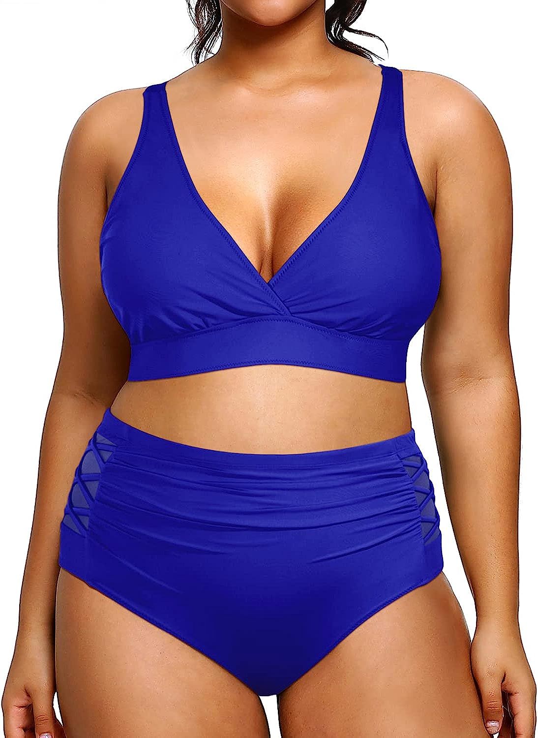 Yonique Womens Plus Size Bikini High Waisted Swimsuits Two Piece Bathing Suits Tummy Control Swim... | Amazon (US)