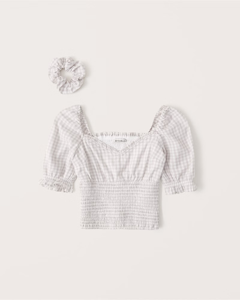 Short-Sleeve Smocked Waist Top | Abercrombie & Fitch (US)