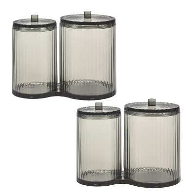 Trio Home 2-Compartment Multi-Purpose Storage Organizer Holder With Lids For Cotton Ball, Q-Tip, Pads, Floss, Bathroom, Makeup, Vanity | Target