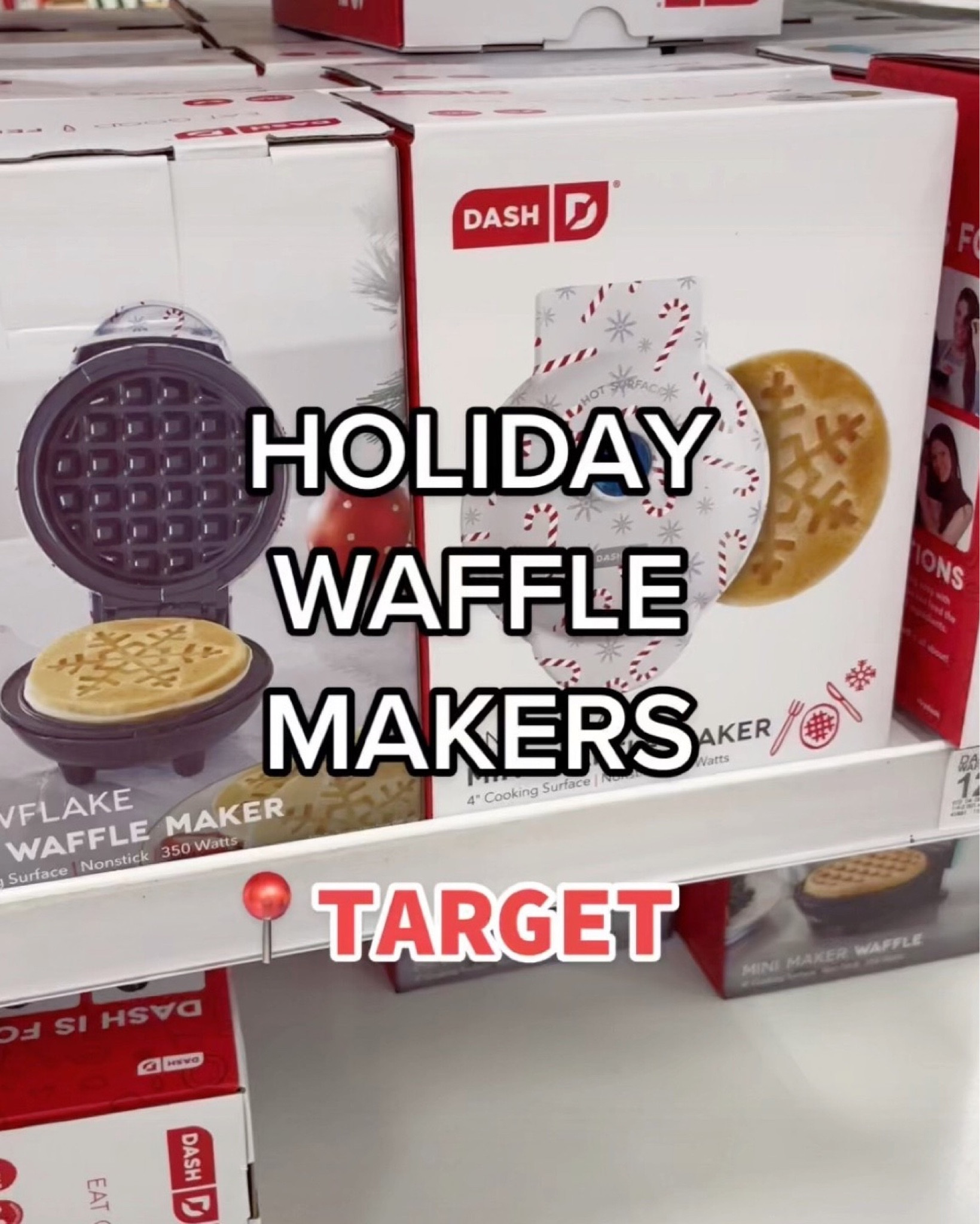 Dash Holiday Mini Waffle Makers Set of 4 (Heart, Snowman