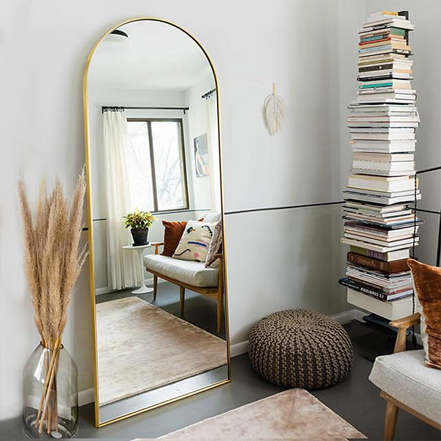 BEAUTYPEAK 64"x21" Arch Floor Mirror, Full Length Mirror Wall Mirror Hanging or Leaning Arched-Top F | Amazon (US)