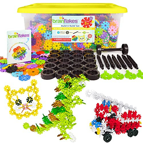 Brain Flakes 2500 Piece Build 'n' Build Kit - A Creative and Educational Alternative to Building Blocks - Wheel Pieces and Special Parts Included - A Great Stem Toy for Both Boys and Girls | Amazon (US)
