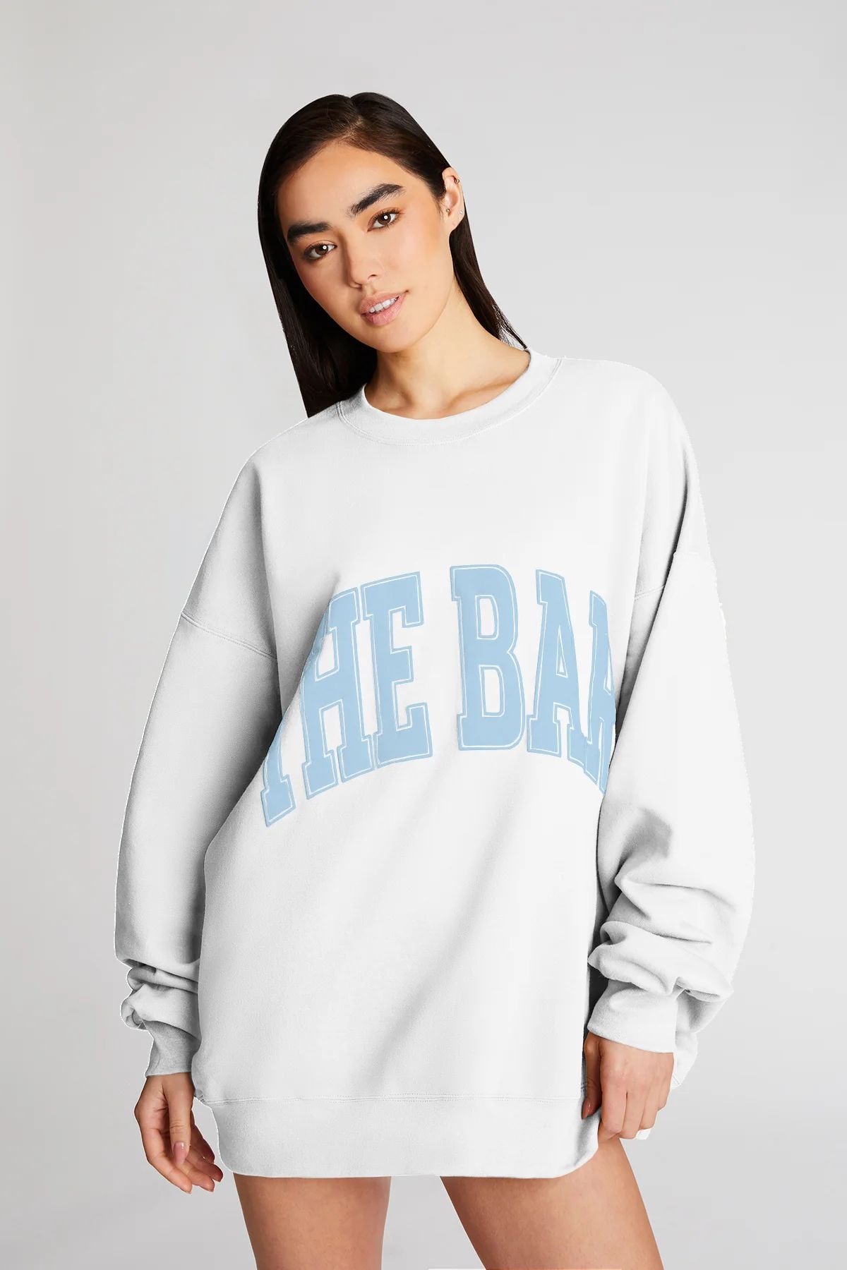 VARSITY SWEATSHIRT WHITE/BABY BLUE | The Bar