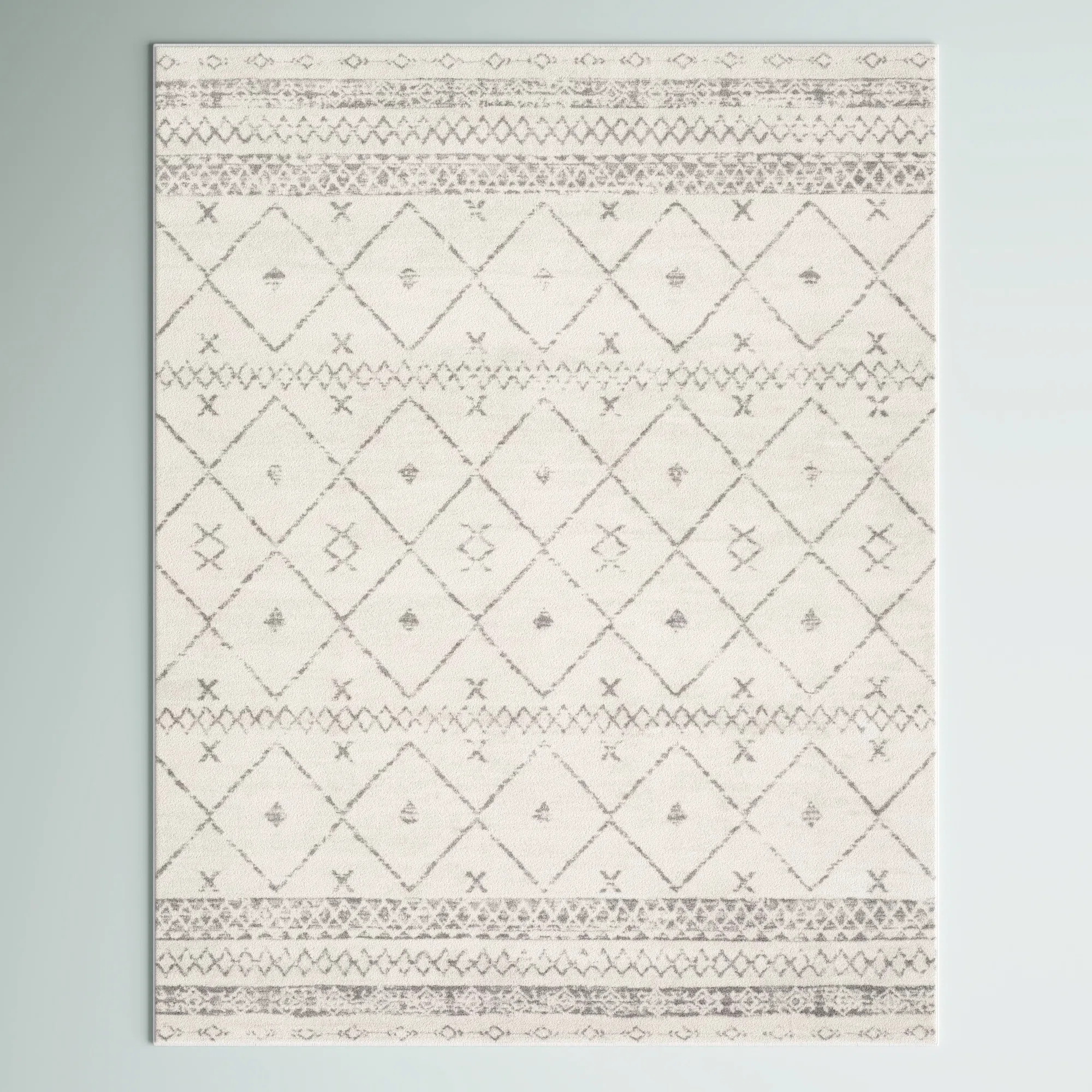 Herrod Machine Woven / Power Loomed Performance White/Medium Gray Rug | Wayfair North America