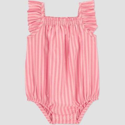 Carter's Just One You® Baby Girls' Striped Ruffle Romper - Pink 9M | Target