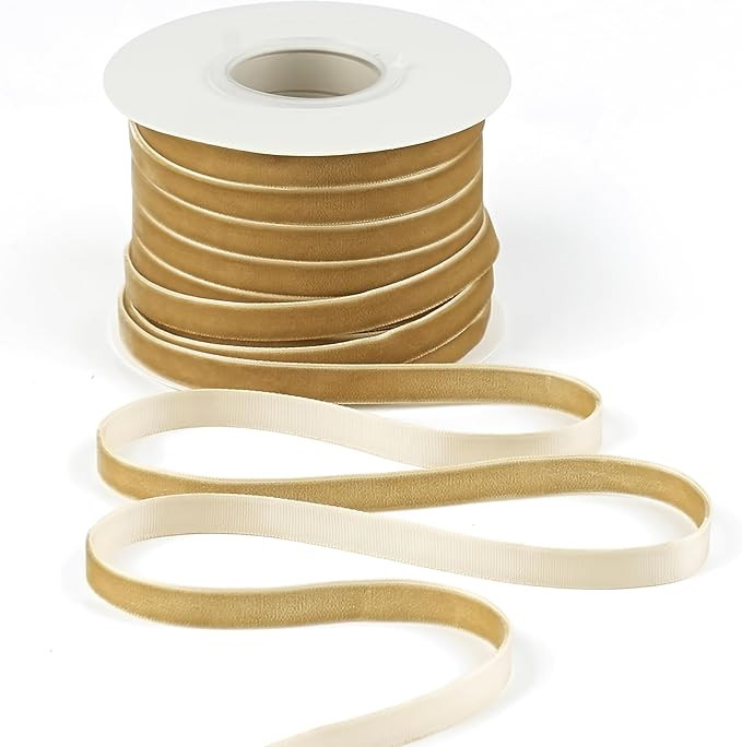 Yellow Velvet Ribbon 3/8 Inch Single Face Thin Velvet Ribbon for Gift Wrapping, Yellow Christmas ... | Amazon (US)