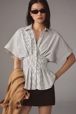 The Tobie Pleated Blouse by Exquise: Short-Sleeve Edition | Anthropologie (US)