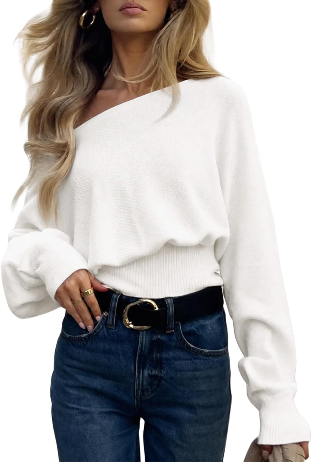 Imily Bela Womens Sweaters Off The Shoulder Batwing Long Sleeve Top | Amazon (US)