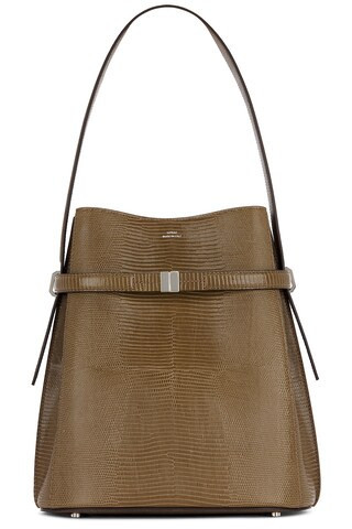 Toteme Belted Lizard Embossed Bucket Bag in Olive | FWRD 