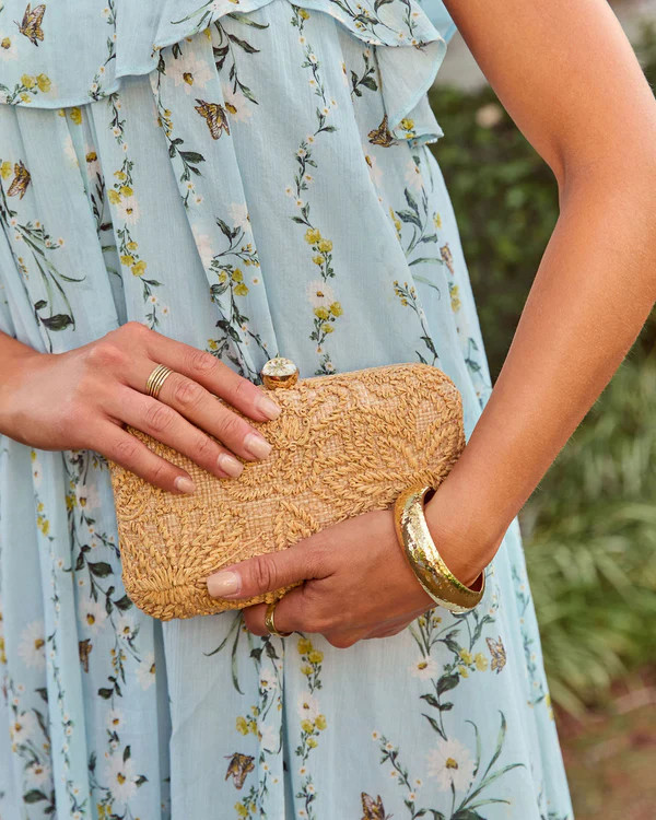 Emersen Floral Embroidered Straw Clutch | VICI