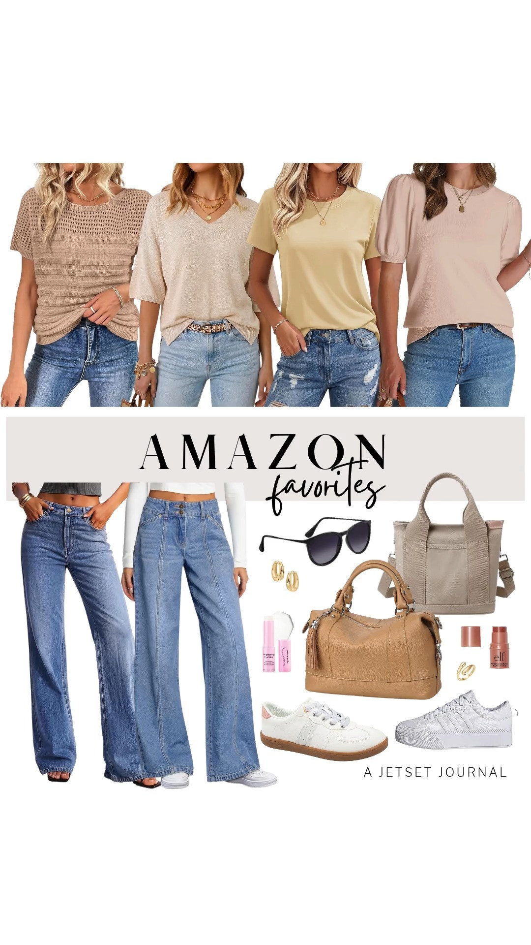 I’m rounding up a new list of Amazon Favorites this week! In this collection, you’ll find these crowd-favorite tops from SHEWIN and Arach&Cloz, together with PRETTYGARDEN and Sidefeel’s wide-leg jeans. We are also loving these BENEKER retro canvas tennis shoes and adidas Bravada platform sneakers! Beauty finds like e.l.f. Monochromatic Multi Stick and grace & stella Under Eye Brightener Balm Stick are popular, too! 

 #LTKSeasonal #LTKSaleAlert #LTKTravel