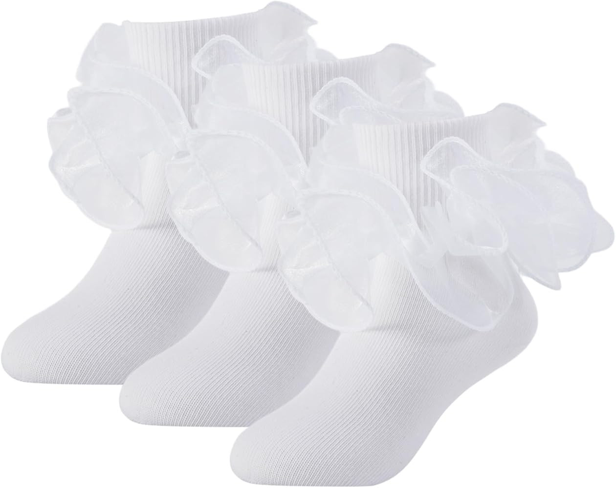 Girls Ruffle Socks Toddler Girl Frilly Dress Socks Kids Lace Pageant Ankle Sock for Church Tutu S... | Amazon (US)