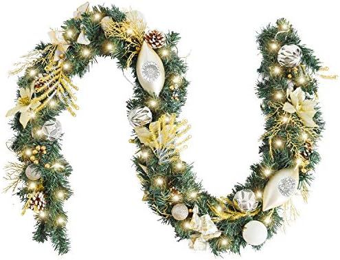 WANNA-CUL Pre-Lit 6 Feet/72 Inch Christmas Garland for Front Door with Lights Champagne Gold Chri... | Amazon (US)