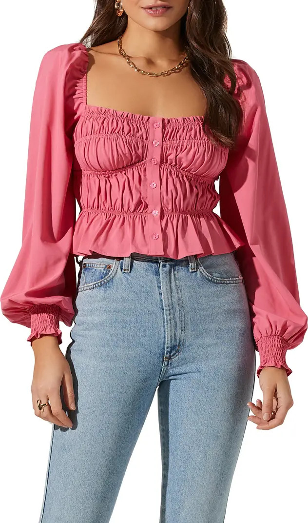 ASTR the Label Smocked Square Neck Crop Top | Nordstrom | Nordstrom