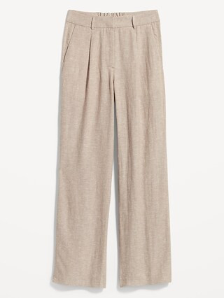 Extra High-Waisted Pleated Taylor Wide-Leg Linen-Blend Trouser Pants for Women | Old Navy (US)