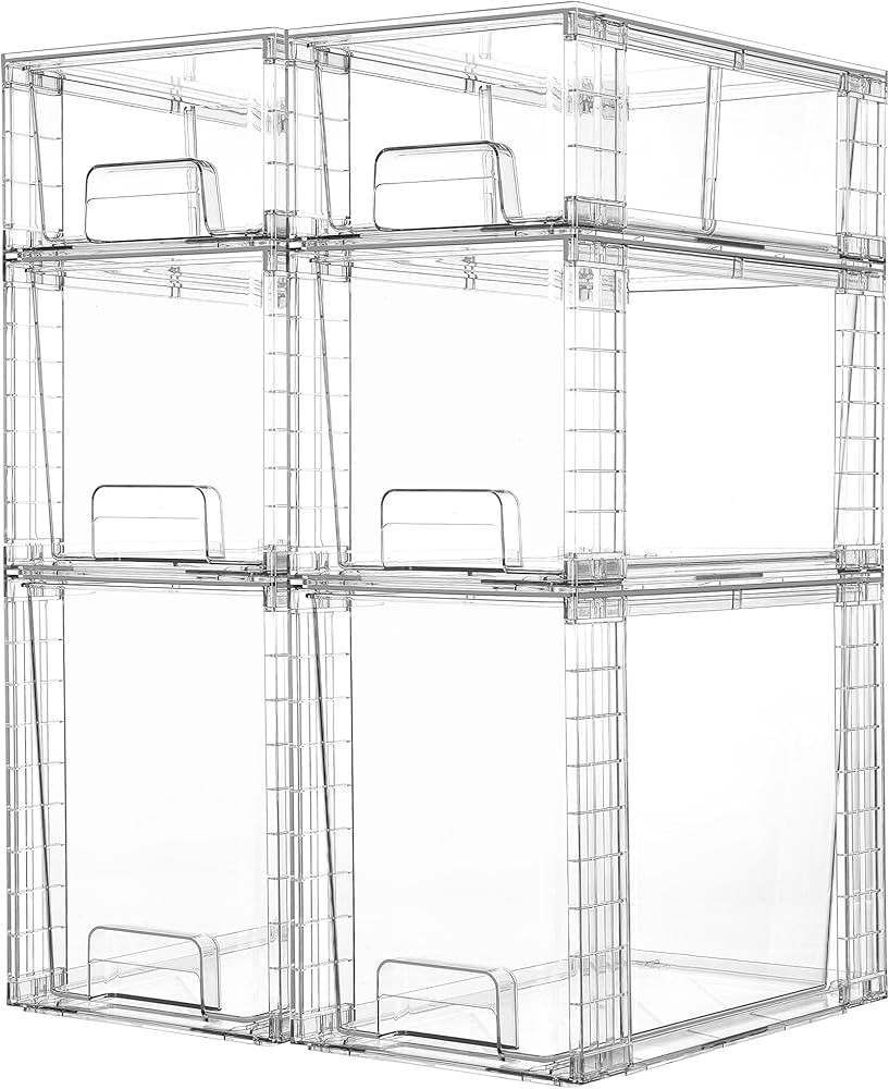 Vtopmart 6 Pack Clear Stackable Storage Drawers,Easy to Assemble Bathroom Organizers and Storage ... | Amazon (US)