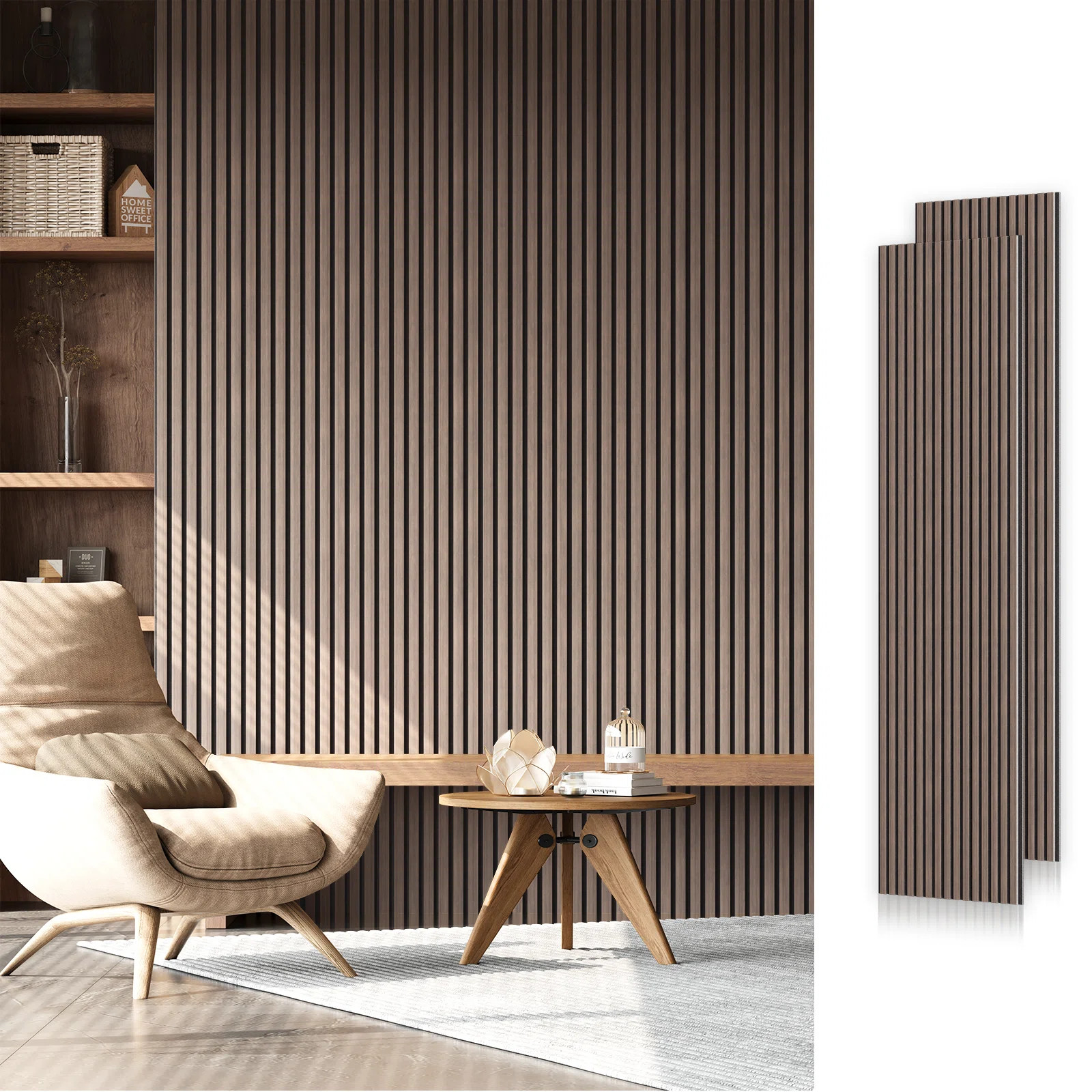 2pcs x "106 x 20.5" 3D Acoustic/Sound proof Wood Slat Wall Panels (set of 2/30.2 sq. ft.) | Wayfair North America