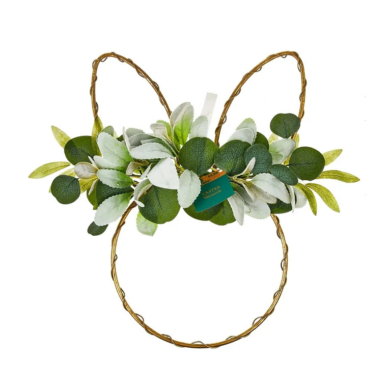 Easter Bunny-Shaped Wreath with Greenery, 17 in, by Way To Celebrate | Walmart (US)
