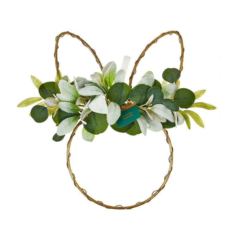 Easter Bunny-Shaped Wreath with Greenery, 17 in, by Way To Celebrate | Walmart (US)