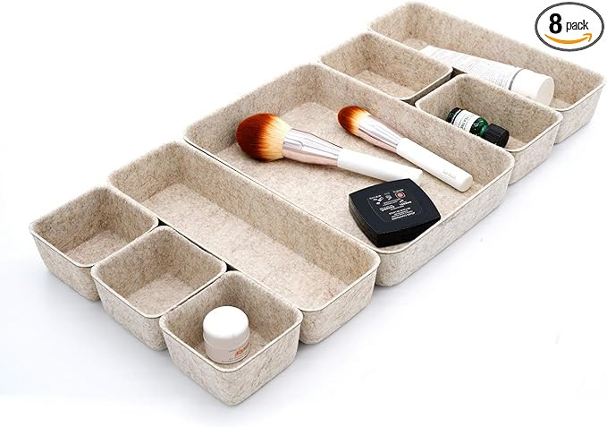 Welaxy Drawer organizer trays Felt storage bins office Desk Draw dividers Nordic Lifestyle Natura... | Amazon (US)