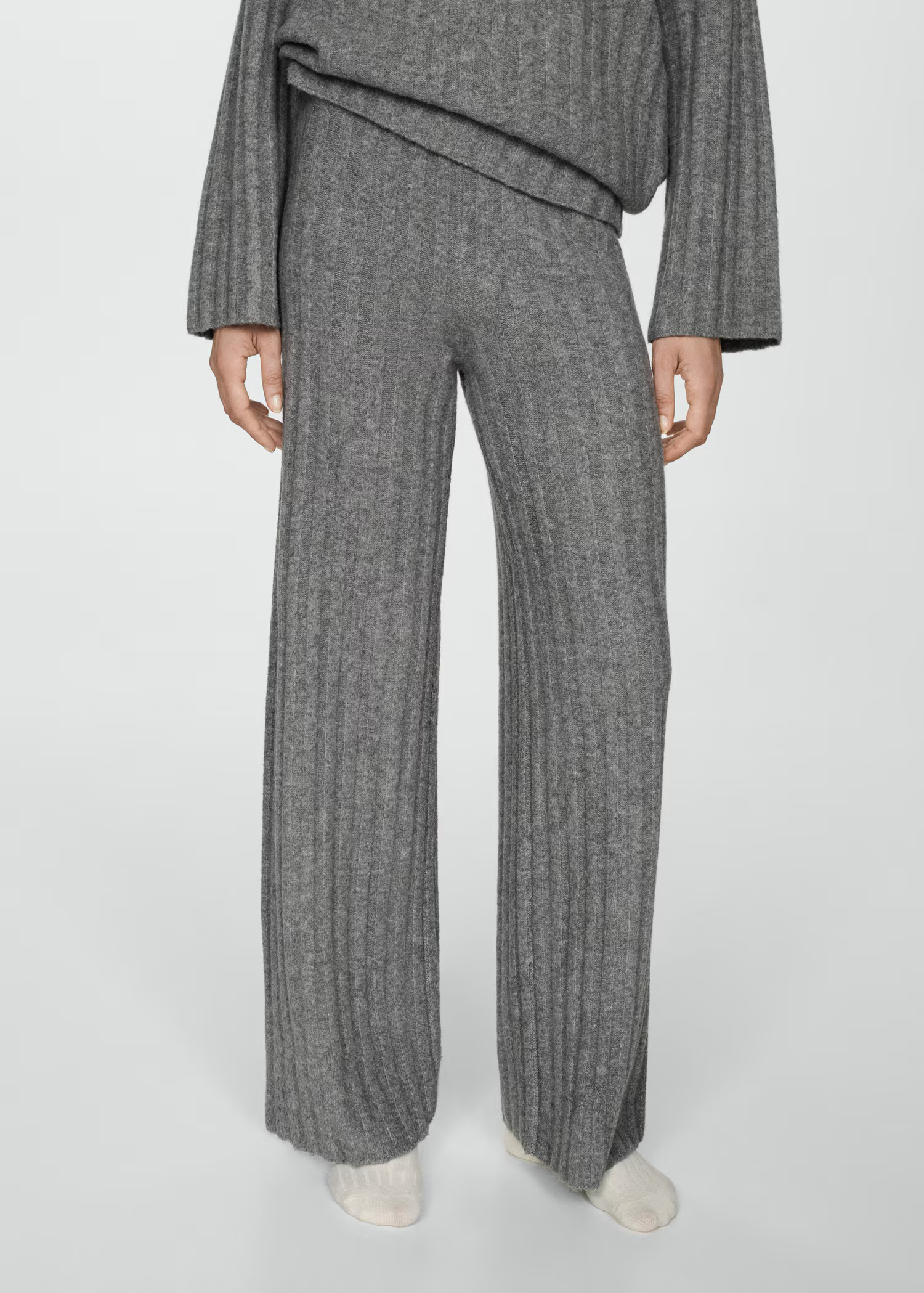 Straight-fit rib-knit pants - Women | MANGO USA | Mango (US/MX/AU)