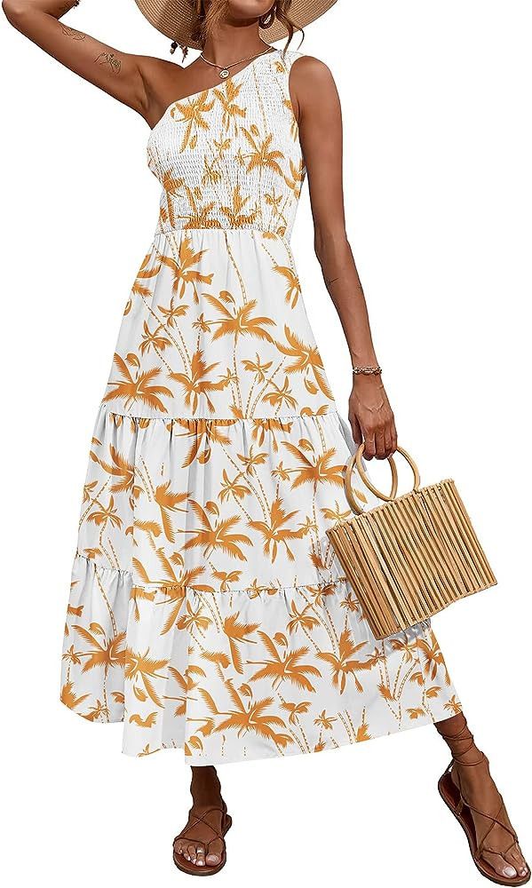 BTFBM Women One Shoulder Sleeveless Casual Summer Dresses 2023 Smocked, Amazon Fashion, Be... | Amazon (US)