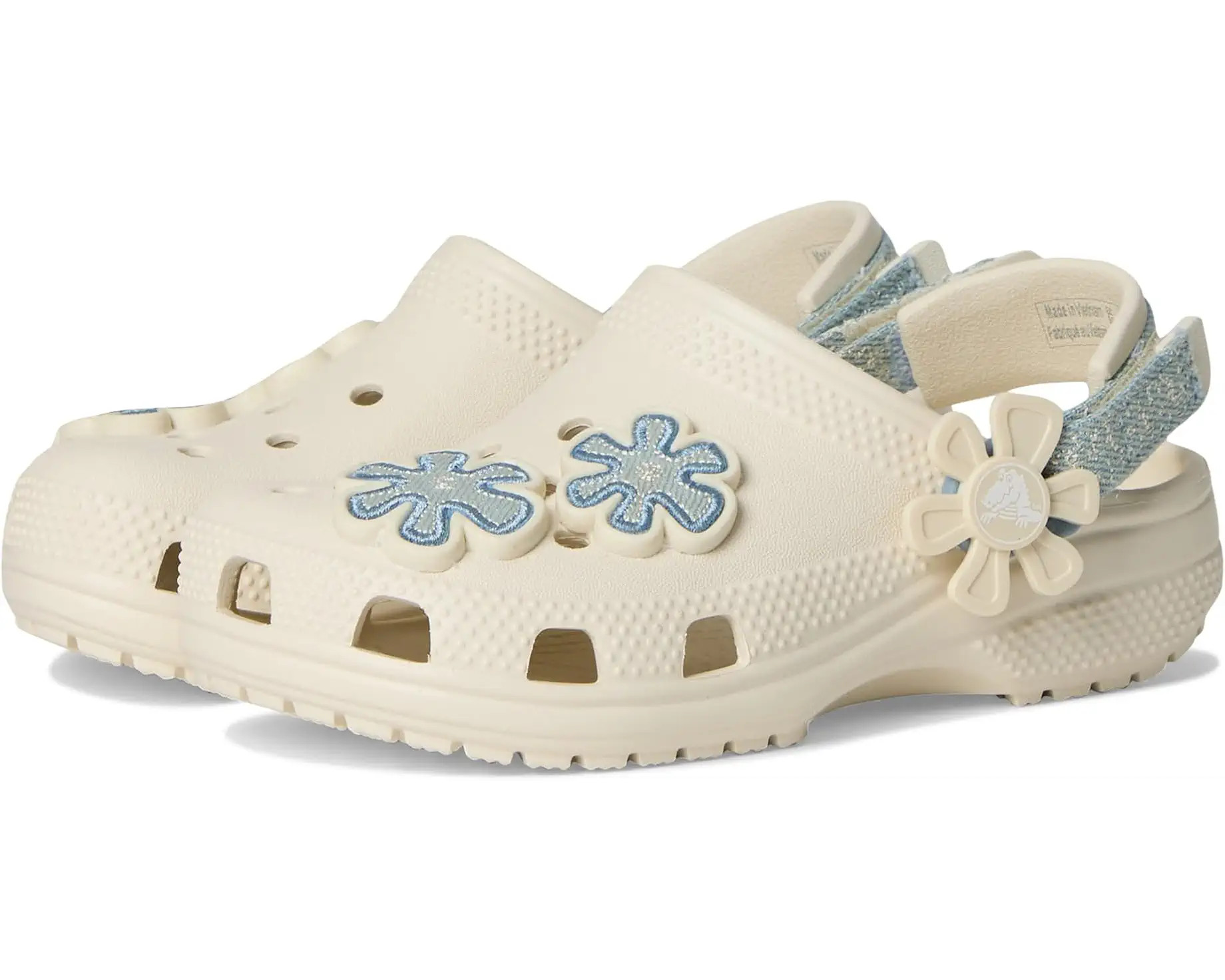 Classic Denim Floral Backstrap Clogs (Toddler) | Zappos