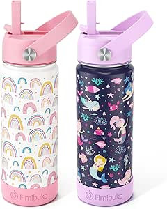 Fimibuke Insulated Water Bottle - 18oz BPA-FREE Kids Cup with Straw Double Wall Vacuum Tumbler 18... | Amazon (US)