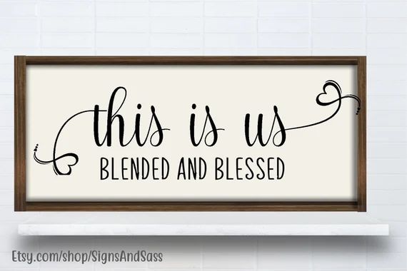 This is us - Blended and Blessed - hand painted farmhouse style framed wood sign,  rustic | Etsy (US)
