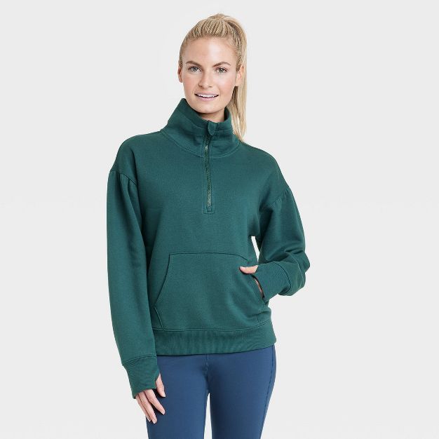 Women's Cotton Fleece 1/4 Zip Sweatshirt - All in Motion™ | Target