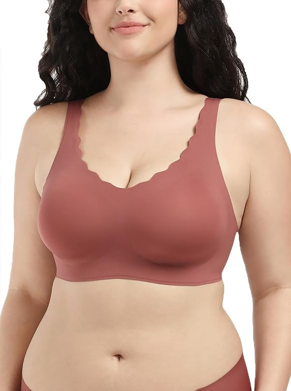 Wireless Bra Seamless Comfort Everyday Bra for Women, Breathable Seamless Bra with Scallop Edges | Amazon (US)