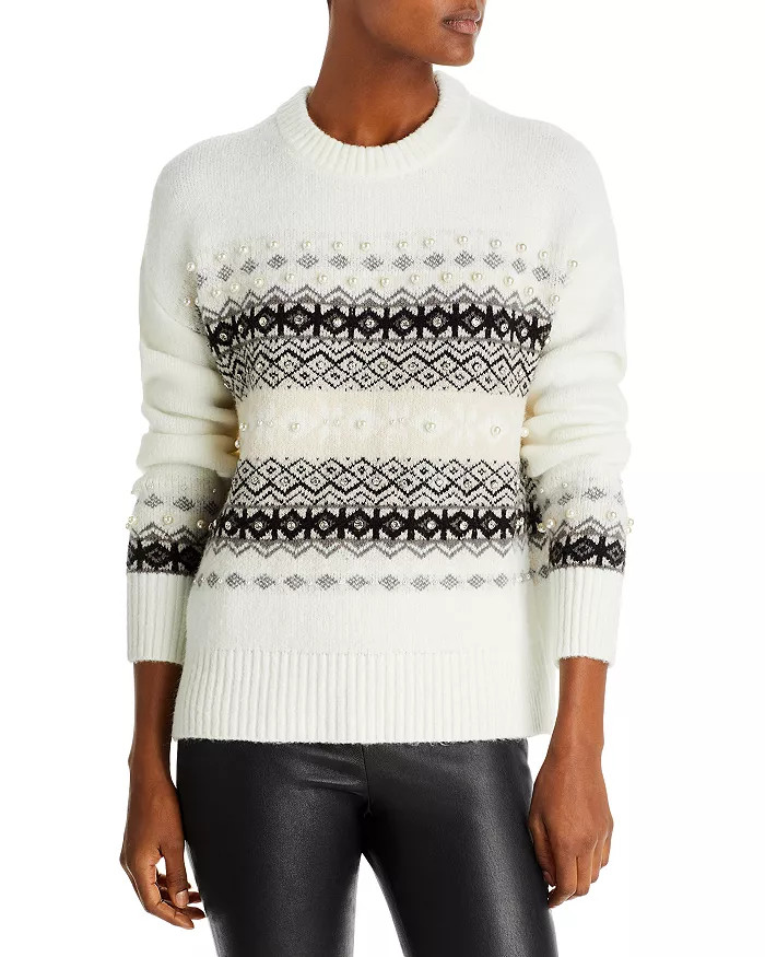 AQUA Faux Pearl Fair Isle Sweater - 100% Exclusive Women - Bloomingdale's | Bloomingdale's (US)