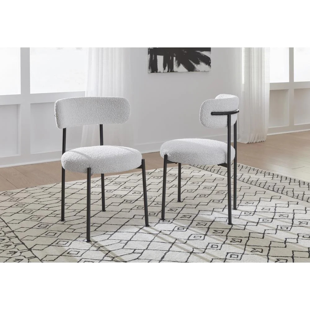 Modus Furniture Aere Boucle Upholstered Metal Leg Dining Chair in Ivory and Black | Walmart (US)
