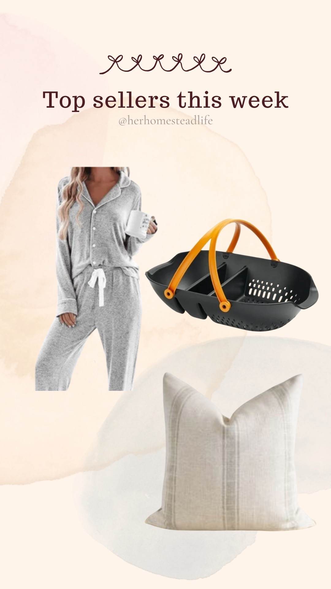 Top sellers this week! Cozy pj set, garden harvest basket and a linen pillow case from @Etsy 

#LTKHome #LTKselfcare