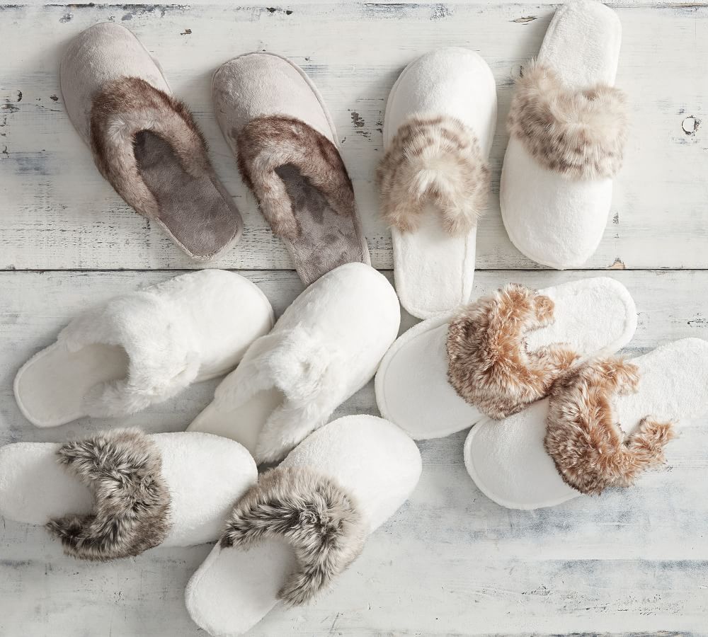 Faux Fur Slippers | Pottery Barn (US)