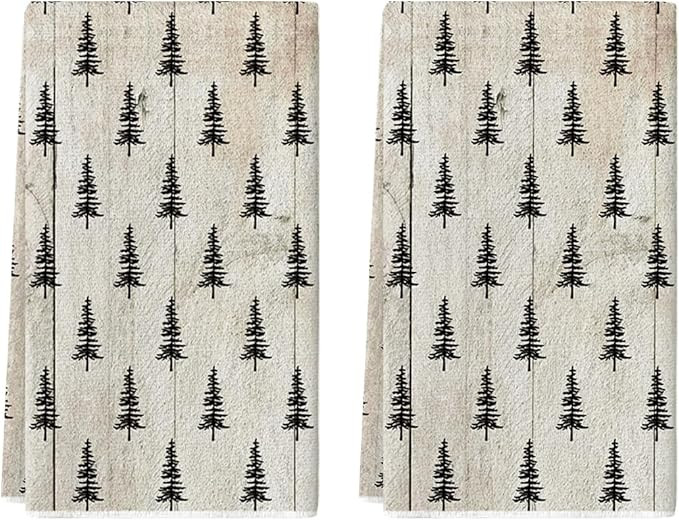 Artoid Mode Wood Xmas Tree Christmas Kitchen Towels Dish Towels, 18x26 Inch Farmhouse Holiday Win... | Amazon (US)